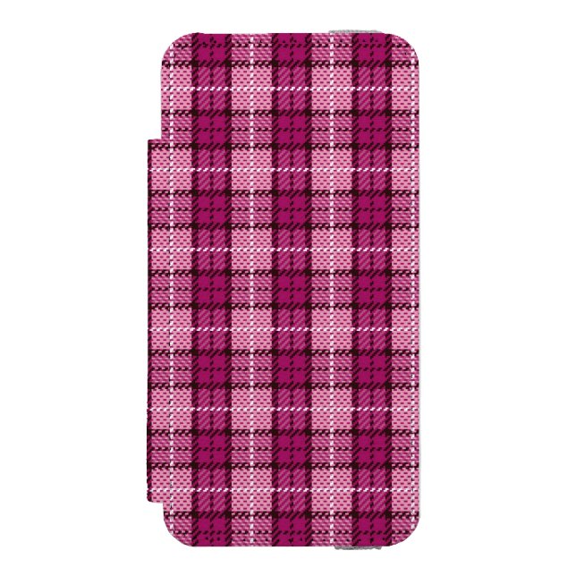 Pixel Plaid_Magenta-Black Incipio iPhone Wallet Case (Folio Front)