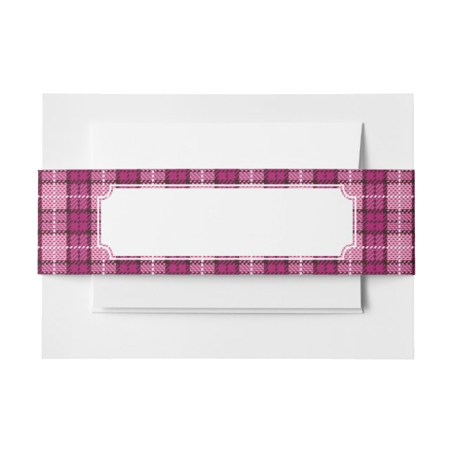 Pixel Plaid_Magenta-Black Invitation Belly Band (Front Example)
