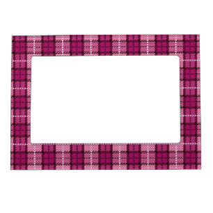 Pixel Plaid_Magenta-Black Magnetic Photo Frame