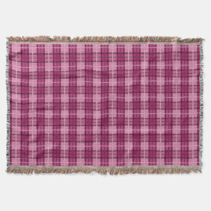 Pixel Plaid_Magenta-Black Throw Blanket
