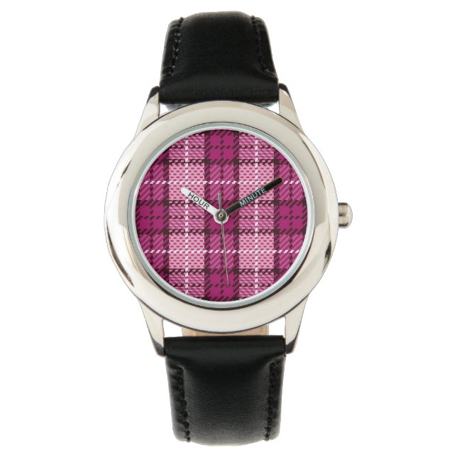 Pixel Plaid_Magenta-Black Watch (Front)