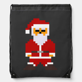 Pixel Pose Santa Claus Drawstring Bag