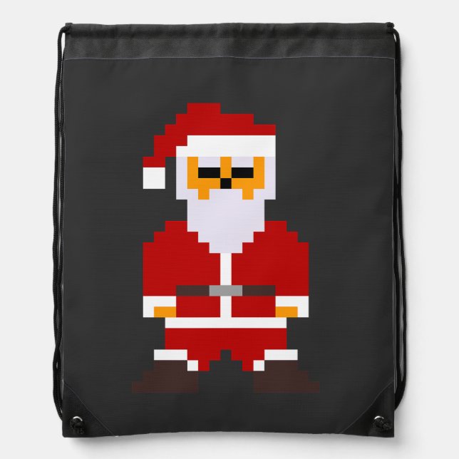 Pixel Pose Santa Claus Drawstring Bag (Front)