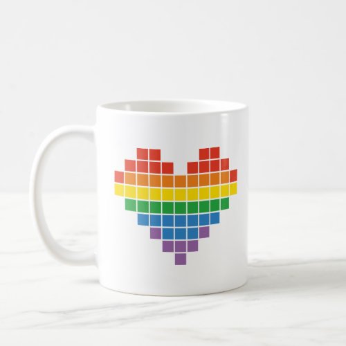 Pixel Pride Heart Tee Love in Pixels  Coffee Mug