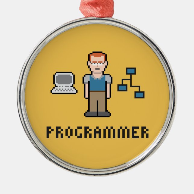 Pixel Programmer Premium Round Ornament (Front)