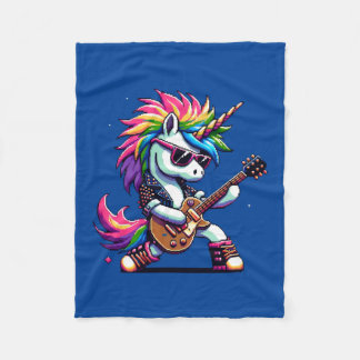 Pixel Punk Rock Unicorn Fleece Blanket