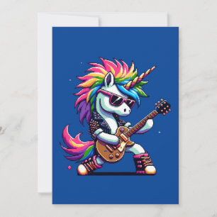 Pixel Punk Rock Unicorn Holiday Card