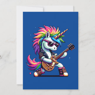 Pixel Punk Rock Unicorn Holiday Card