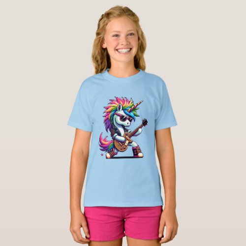 Pixel Punk Rock Unicorn T_Shirt