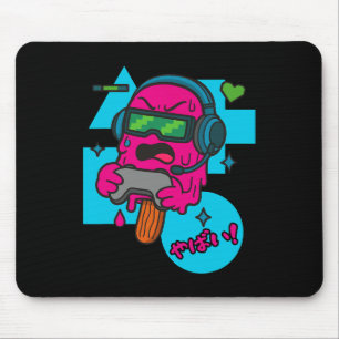 Pixel Rage Gamer Popsicle Funny Melting Ice Cream  Mouse Pad
