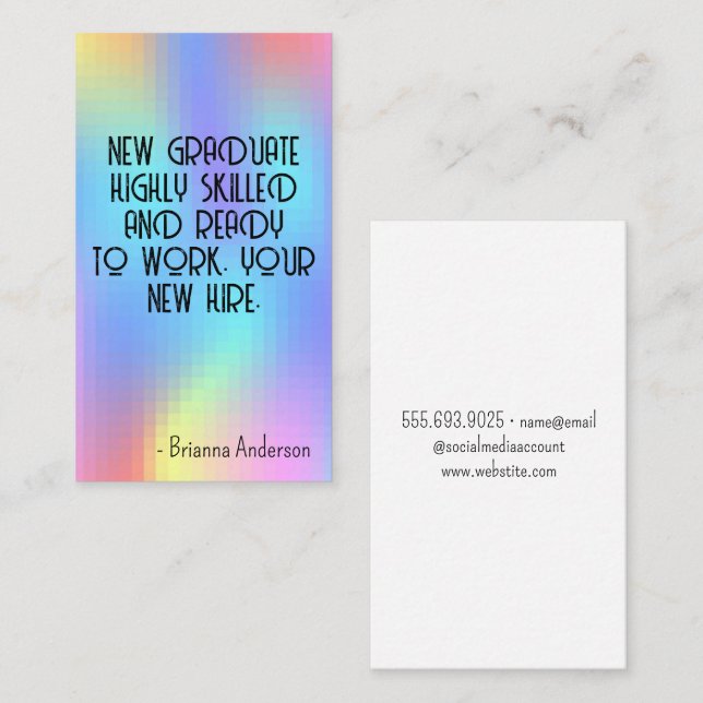 Pixel Rainbow Background Business Card (Front/Back)