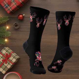 Pixel Reindeer Ugly Sweater Christmas Socks