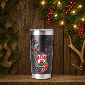Pixel Reindeer Ugly Sweater Christmas Tumbler