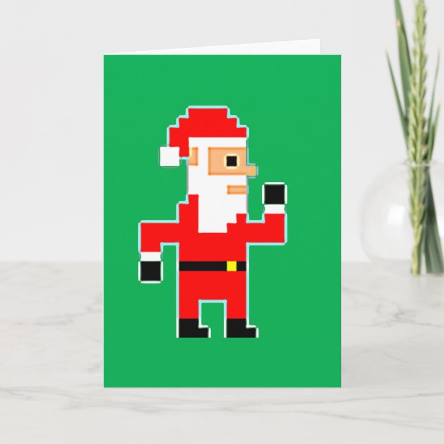 Pixel Santa Clause Holiday Card (Front)