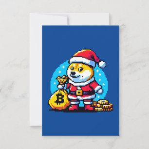 Pixel Santa Crypto Wonderland Dogecoin and Bitcoin Card