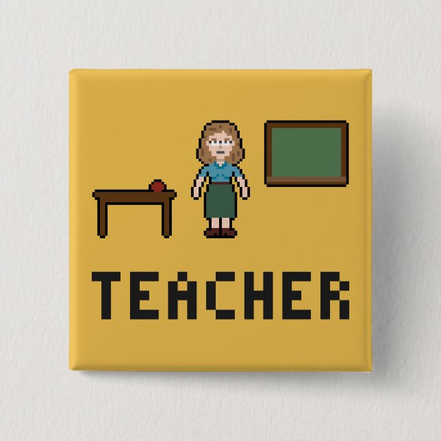 Pixel School Teacher Button (Front)
