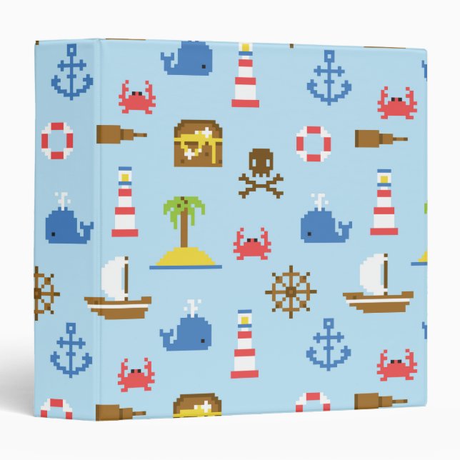 Pixel Sea Art Pattern Binder (Front/Spine)