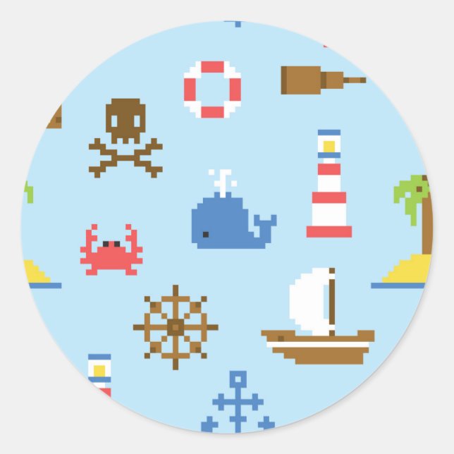 Pixel Sea Art Pattern Classic Round Sticker (Front)