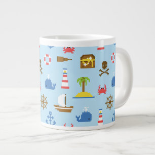 Pixel Sea Art Pattern Large Coffee Mug