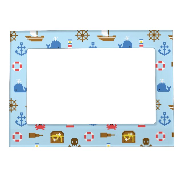 Pixel Sea Art Pattern Magnetic Picture Frame (Front)