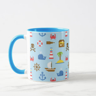 Pixel Sea Art Pattern Mug