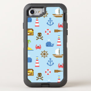 Pixel Sea Art Pattern OtterBox Defender iPhone SE/8/7 Case