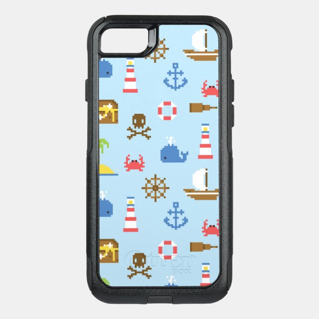 Pixel Sea Art Pattern Otterbox iPhone Case (Back)