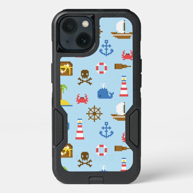 Pixel Sea Art Pattern Otterbox iPhone Case (Back)
