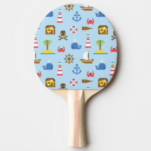 Pixel Sea Art Pattern Ping-Pong Paddle