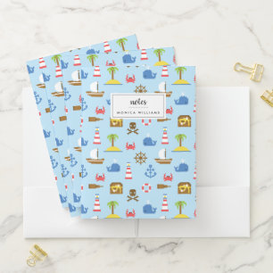 Pixel Sea Art Pattern Pocket Folder