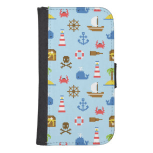 Pixel Sea Art Pattern Galaxy S4 Wallet Case