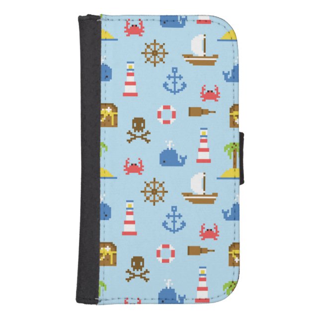 Pixel Sea Art Pattern Samsung Galaxy Wallet Case (Front)