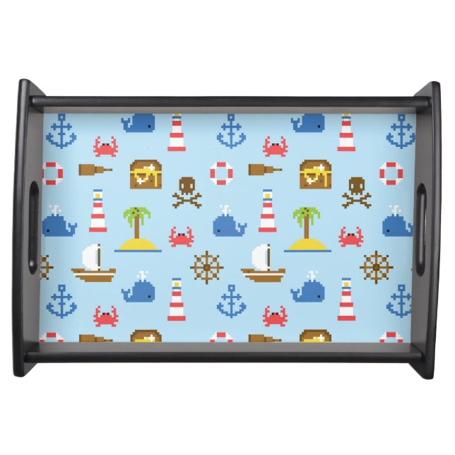 Pixel Sea Art Pattern Serving Tray (Front)