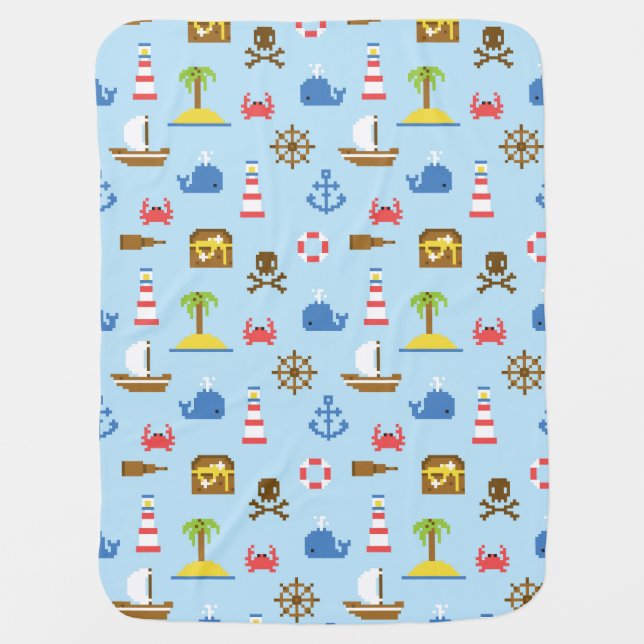 Pixel Sea Art Pattern Stroller Blanket (Front)
