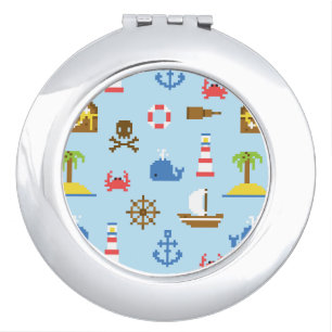 Pixel Sea Art Pattern Vanity Mirror