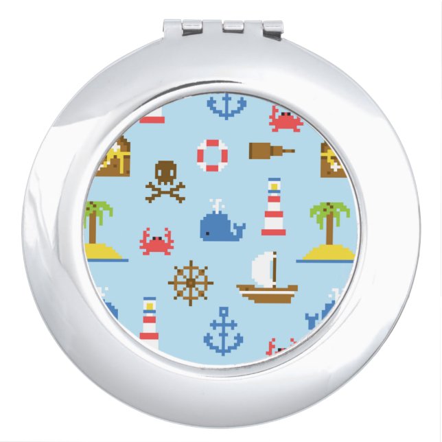Pixel Sea Art Pattern Vanity Mirror (Front)
