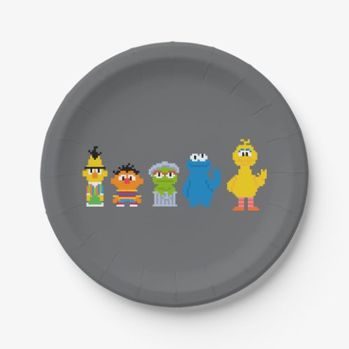 Pixel Sesame Street Characters Paper Plates