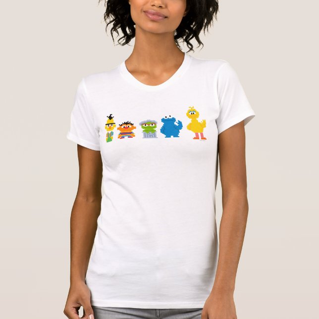 Pixel Sesame Street Characters T-Shirt (Front)