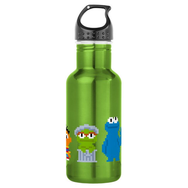 Pixel Sesame Street Characters Water Bottle (Front)