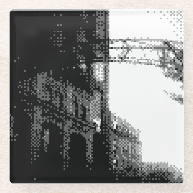 pixel short north glass coaster (Front)