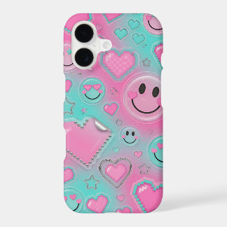 Pixel Smiley Chrome Hearts Phone Case | Y2K