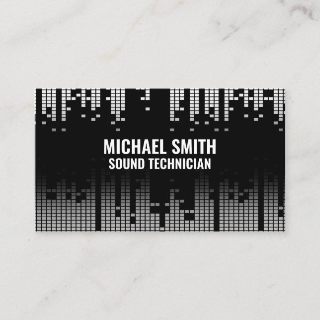 Pixel Sound Bar Background Business Card (Front)