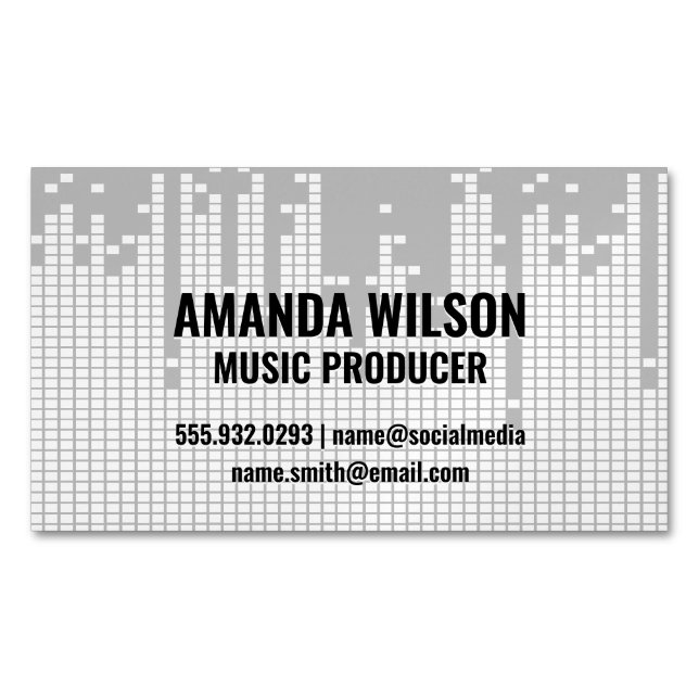 Pixel Sound Bar Background Business Card Magnet (Front)