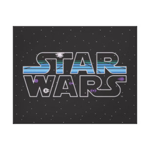 Pixel Starfield & Space Ships Star Wars Logo Canvas Print
