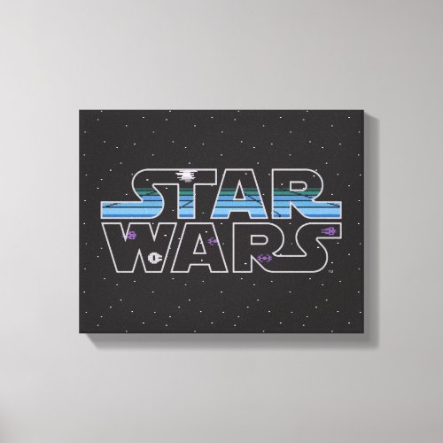 Pixel Starfield  Space Ships Star Wars Logo Canvas Print