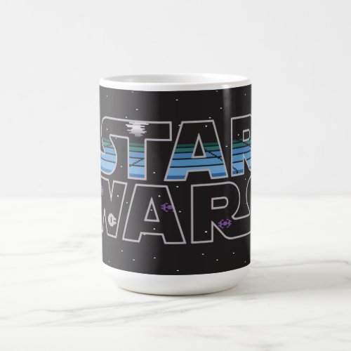 Pixel Starfield  Space Ships Star Wars Logo Coffee Mug