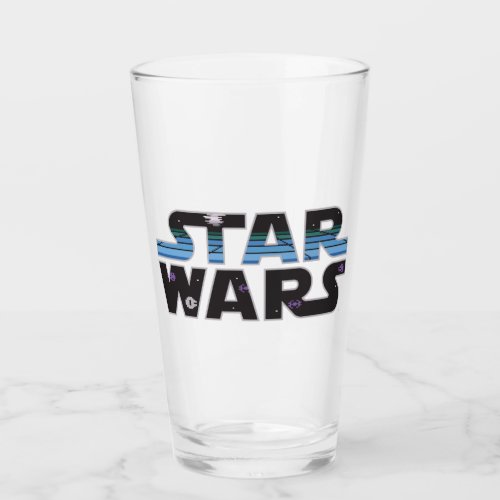 Pixel Starfield  Space Ships Star Wars Logo Glass