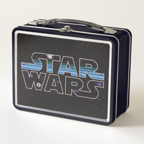 Pixel Starfield  Space Ships Star Wars Logo Metal Lunch Box