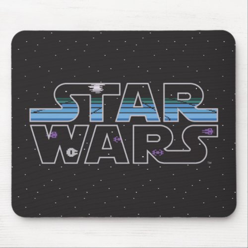 Pixel Starfield  Space Ships Star Wars Logo Mouse Pad