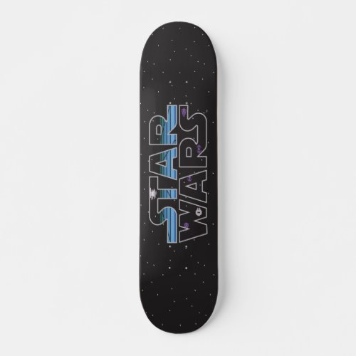 Pixel Starfield  Space Ships Star Wars Logo Skateboard